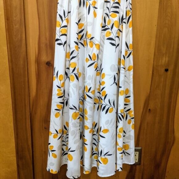 Olive Branch (Possibly Lemons) Long Sleeveless Maxi Sz S - Picture 6 of 7